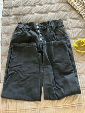 Black Jeans with Ruffled Waist